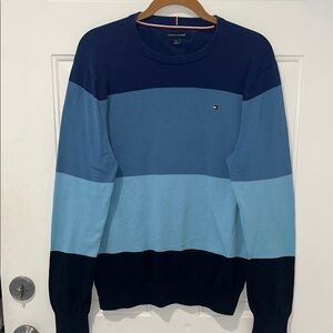 Tommy Hilfiger Blue Crewneck Sweater with Color Block Design